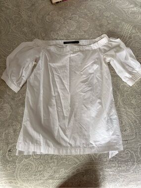 Ralph Lauren White Off-Shoulder Cotton Blouse
